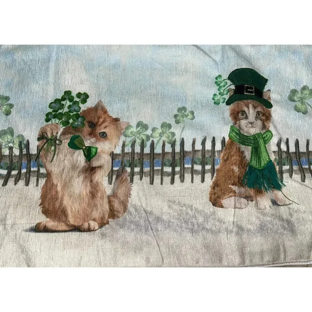 St. Patrick's Nicole Miller Kitty Cat Table Runner Home Decor 14x72